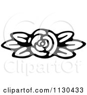 Clipart Of A Retro Vintage Black And White Fully Bloomed Rose Royalty Free Vector Illustration