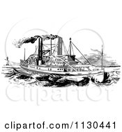 Clipart Of A Retro Vintage Black And White Steam Ship Royalty Free Vector Illustration by Prawny Vintage