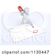 3d White Character Circling A Date On A Calendar