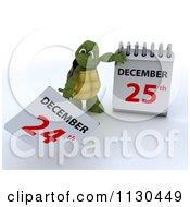 Poster, Art Print Of 3d Tortoise Pulling A Page Off Of A Christmas Calendar 1