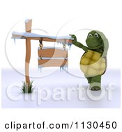 Poster, Art Print Of 3d Tortoise Thinking By A Winter Sign