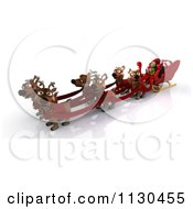 Poster, Art Print Of 3d Santa Tortoise With Christmas Reindeer And A Sleigh