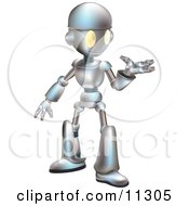 Friendly Futuristic Robot Gesturing With One Hand