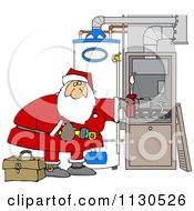 Poster, Art Print Of Santa Working On A Hvac Furnace