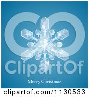 Clipart Of A Winter Snowflake With Merry Christmas Text On Blue Royalty Free Vector Illustration