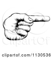 Black And White Retro Woodcut Hand Pointing A Finger