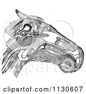 Clipart Of A Retro Vintage Diagram Of A Horse Head With Muscles Tendons And Bones In Black And White Royalty Free Vector Illustration