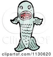 Cartoon Of A Scared Blue Koi Fish 1 Royalty Free Vector Clipart by lineartestpilot