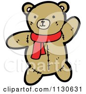 Cartoon Of A Teddy Bear With A Scarf Royalty Free Vector Clipart