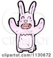 Cartoon Of A Scared Pink Rabbit 2 Royalty Free Vector Clipart