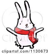 Cartoon Of A Pink Rabbit Wearing A Red Scarf Royalty Free Vector Clipart