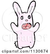 Cartoon Of A Scared Pink Rabbit 1 Royalty Free Vector Clipart