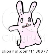 Cartoon Of A Waving Pink Rabbit 2 Royalty Free Vector Clipart