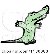 Cartoon Of A Green Crocodile 2 Royalty Free Vector Clipart