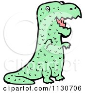 Cartoon Of A Green T Rex Dinosaur Royalty Free Vector Clipart by lineartestpilot