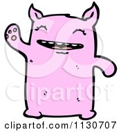 Poster, Art Print Of Cute Waving Pink Monster