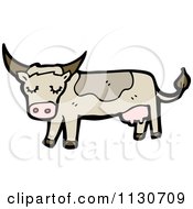 Cartoon Of A Brown Cow Royalty Free Vector Clipart by lineartestpilot