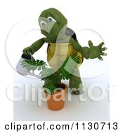 Poster, Art Print Of 3d Tortoise Watering A Potted Plant