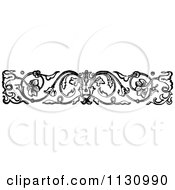 Clipart Of A Retro Vintage Black And White Floral Border 1 Royalty Free Vector Illustration
