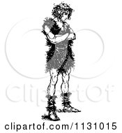 Clipart Of A Retro Vintage Black And White Medieval Man With Folded Arms Royalty Free Vector Illustration