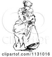 Clipart Of A Retro Vintage Black And White Mother Kissing Her Sons Forehead Royalty Free Vector Illustration by Prawny Vintage