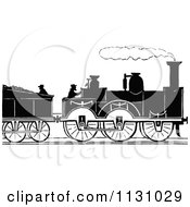 Poster, Art Print Of Retro Vintage Silhouetted Steam Train And Workers