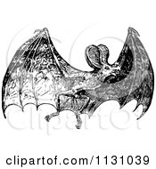 Clipart Of A Retro Vintage Black And White Flying Bat Royalty Free Vector Illustration by Prawny Vintage