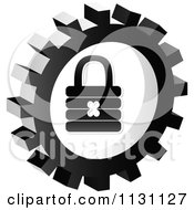 Poster, Art Print Of Grayscale Padlock Gear Cog Icon