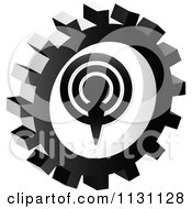 Clipart Of A Grayscale Podcast Gear Cog Icon Royalty Free Vector Illustration by Andrei Marincas
