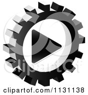 Clipart Of A Grayscale Play Gear Cog Icon Royalty Free Vector Illustration by Andrei Marincas