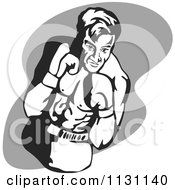 Poster, Art Print Of Retro Male Athlete Boxer Man Over Gray