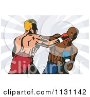 Poster, Art Print Of Retro Boxers Throwing Punches