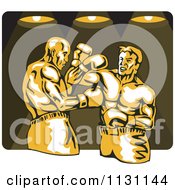 Poster, Art Print Of Retro Male Boxers Fighting Under Lights