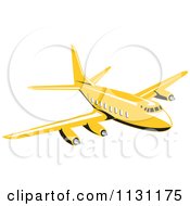 Poster, Art Print Of Retro Yellow Commercial Airliner Plane