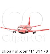 Poster, Art Print Of Retro Red Commercial Airliner Plane