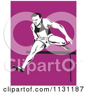 Poster, Art Print Of Retro Male Athlete Jumping A Hurdle 2