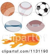 Poster, Art Print Of Sports Balls With One On Fire