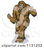 Retro Bigfoot Walking Forward And Pointing