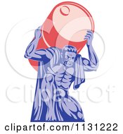 Poster, Art Print Of Retro Atlas Strong Man Carrying A Burden Oil Barrel