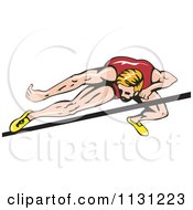 Clipart Of A Retro Male High Jump Athlete Royalty Free Vector Illustration by patrimonio