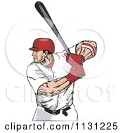 Clipart Of A Retro Male Baseball Athlete At Bat Royalty Free Vector Illustration