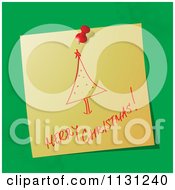 Poster, Art Print Of Handwritten Merry Christmas Note With A Tree On Green