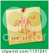 Poster, Art Print Of Handwritten Happy Holidays Note With A Gift On Green