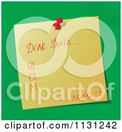 Handwritten Dear Santa Note On Green