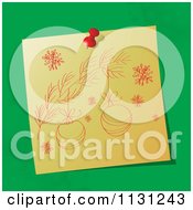 Poster, Art Print Of Sketched Christmas Tree Branch And Baubles On Green