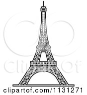 Clipart Of A Black And White Eiffel Tower 2 Royalty Free Vector Illustration
