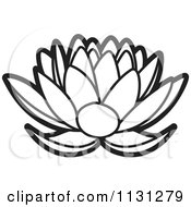 Clipart Of An Outlined Lotus Flower Royalty Free Vector Illustration by Lal Perera
