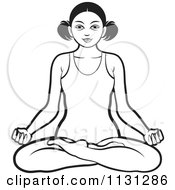 Clipart Of A Black And White Woman Meditating Royalty Free Vector Illustration by Lal Perera