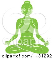 Clipart Of A Green Yoga Woman Meditating Royalty Free Vector Illustration