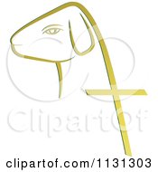 Clipart Of A Gold Ram Goat Head And Cross Royalty Free Vector Illustration by Lal Perera